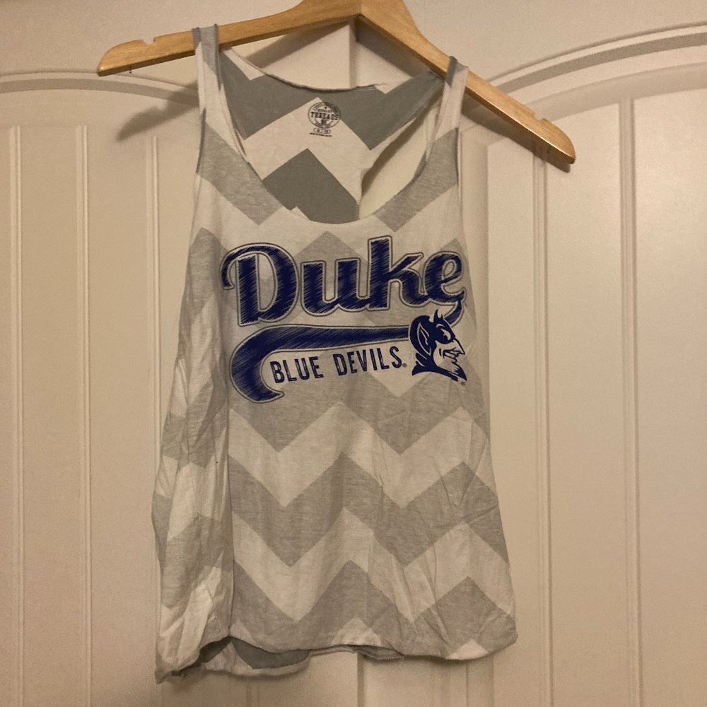 Duke Blue Devils Tank Top Rivalry Threads Womens Medium 7/9 White Gray